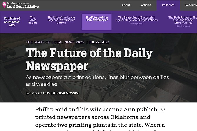 “Across the country, rising costs and shrinking demand for printed publications have changed the very definition of ‘daily’ newspapers,” notes a July 27 online account of the move to so-called e-newspapers.