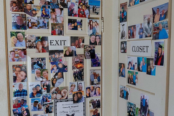 There a was a sign on Sheppard’s office door reading “Exit,” haloed by dozens of photos of the lifers she has got out of prison. Next to the “Exit” door was another door labeled “Closet.” On it were photos of her current clients — all doing life.