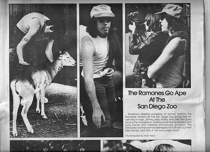 Kicks magazine pictorial featuring the Ramones at the Zoo
