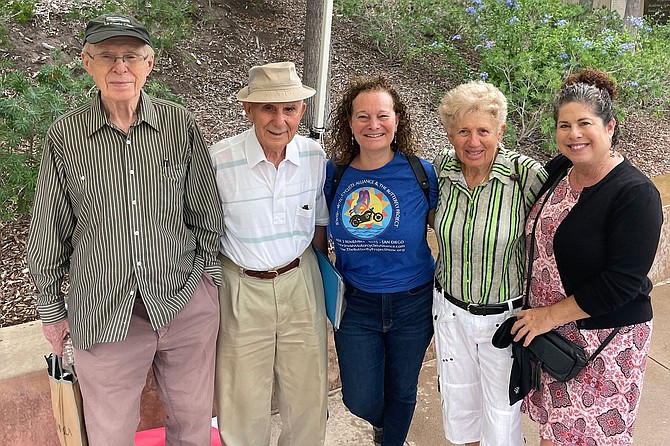 Cheryl Rattner Price (center) with (L to R) survivors Mike Wallenfels, Ben Midler, and Manya Wallenfels, along with Esther Friedman.