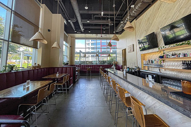 An interesting beer, wine, and sake bar, plus large windows overlooking the park