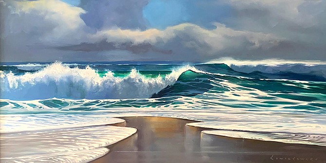 Primal Energy by Wade Koniakowsky(pictured) is just one example of the art featured in the Endless Summer exhibit on surf culture and the influence of the ocean.
