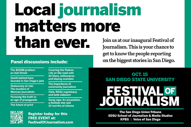 San Diego State University, widely criticized for stonewalling reporters’ questions about an alleged gang rape involving its football team, is cohosting a so-called Festival of Journalism with the Union-Tribune.
