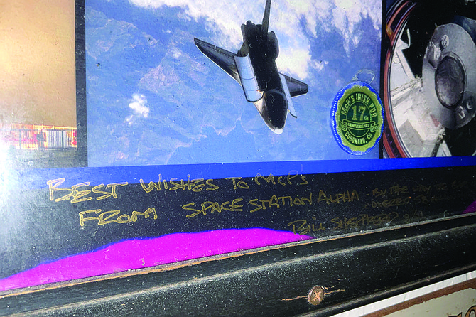 Space Station Plaque Bill Shepherd presented to McP’s pub