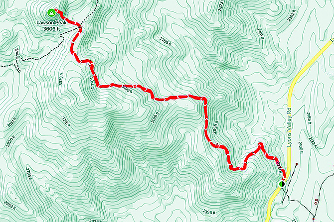 You can navigate to the trailhead by searching “Lawson Peak Trailhead” on Google Maps.