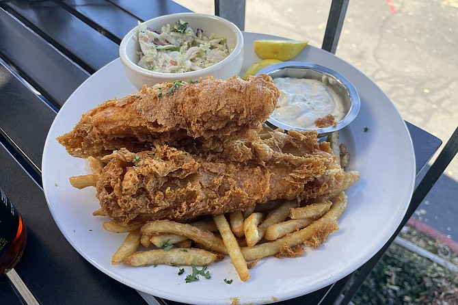 A crispy cod fish n chips