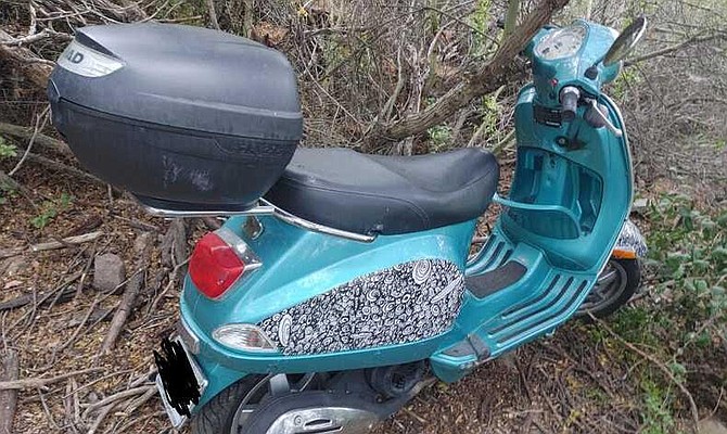 Diana in City Heights found a teal-colored Vespa moped tossed into a nearby canyon.