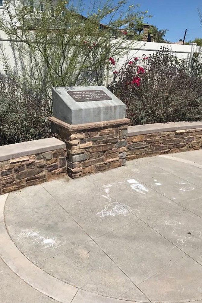 Memorial at the site of the Cleveland Elementary shooting.