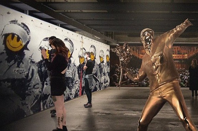 Because BANKSY would want his artwork shown by rich individuals for profit.
