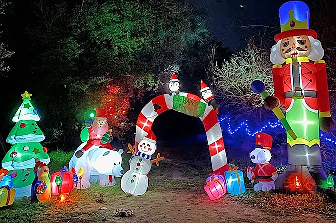 The Festive Forest at Julian's Banner Ranch is a 1/2 mile Holiday Lights Walk decorated with Christmas lights, inflatables, and more!