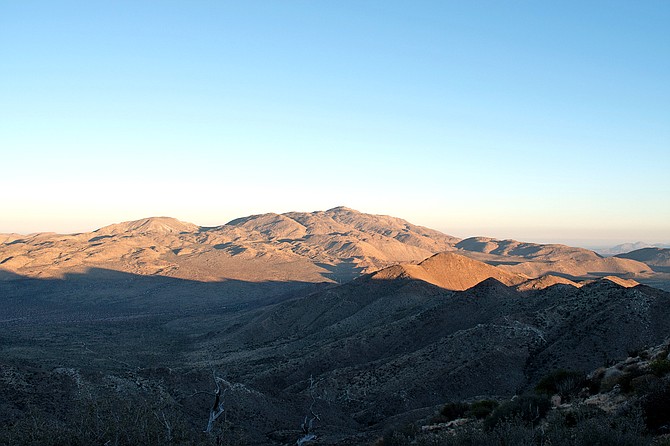 Twilight on granite mountain as the light fades on whale peak