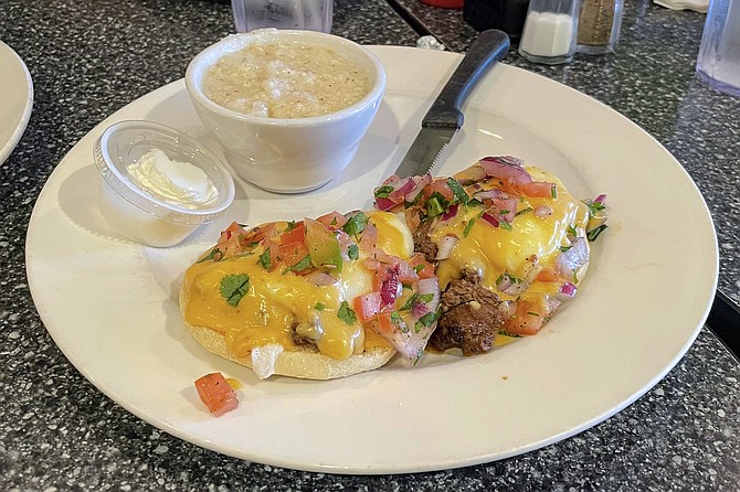 "Bene asada": eggs Benedict with carne asada made by Valley Farm Market