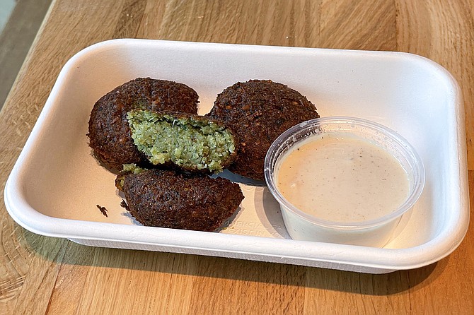 Made from scratch falafel, both green and herbaceous