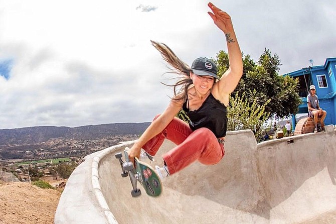 Natalie Krishna Das frontside air at Baja Surf & Skate.