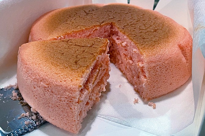 A strawberry, Japanese cheesecake by Uncle Tetsu