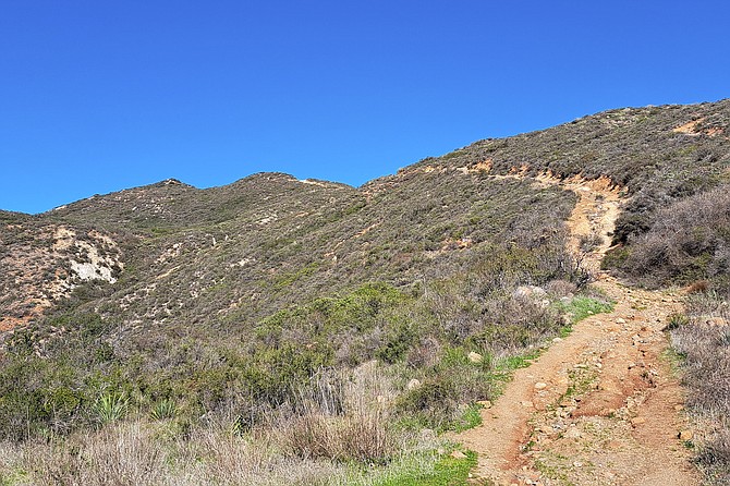 Halfway up the second steep section.