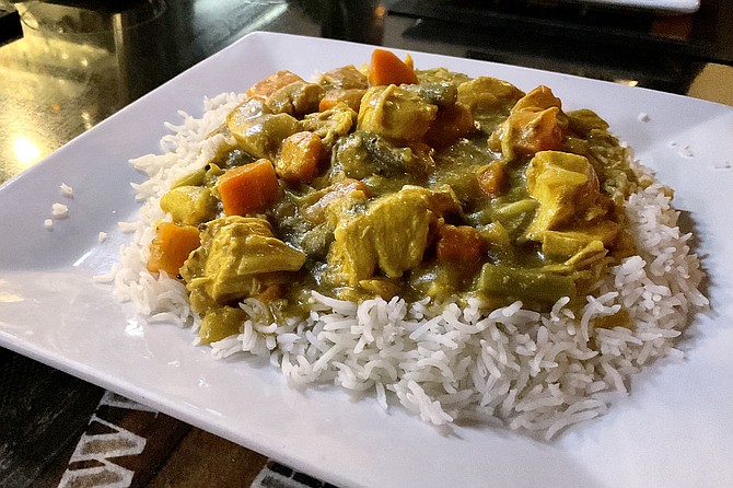 Now part of every British pub’s offerings: chicken curries like this.