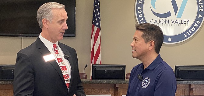President Jim Miller, superintendent Dave Miyashiro. Instead of terminating the contract Miller placed an agenda item to “approve consultant agreement with Alfabet Soup, LLC."