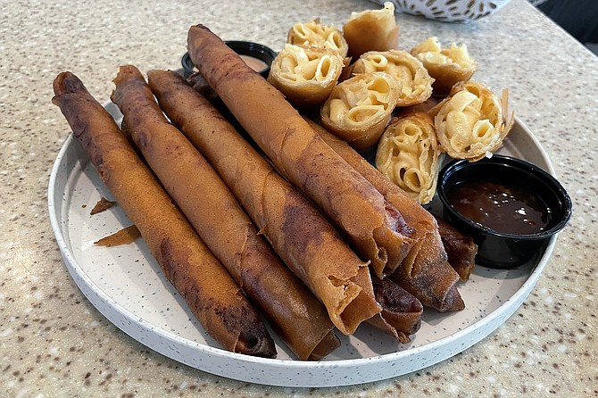 Traditional lumpia, and Mac n cheese lumpia