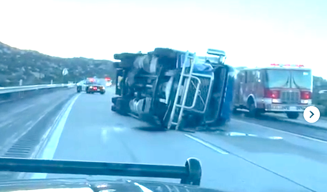 "The trucks you see toppling are more likely empty."