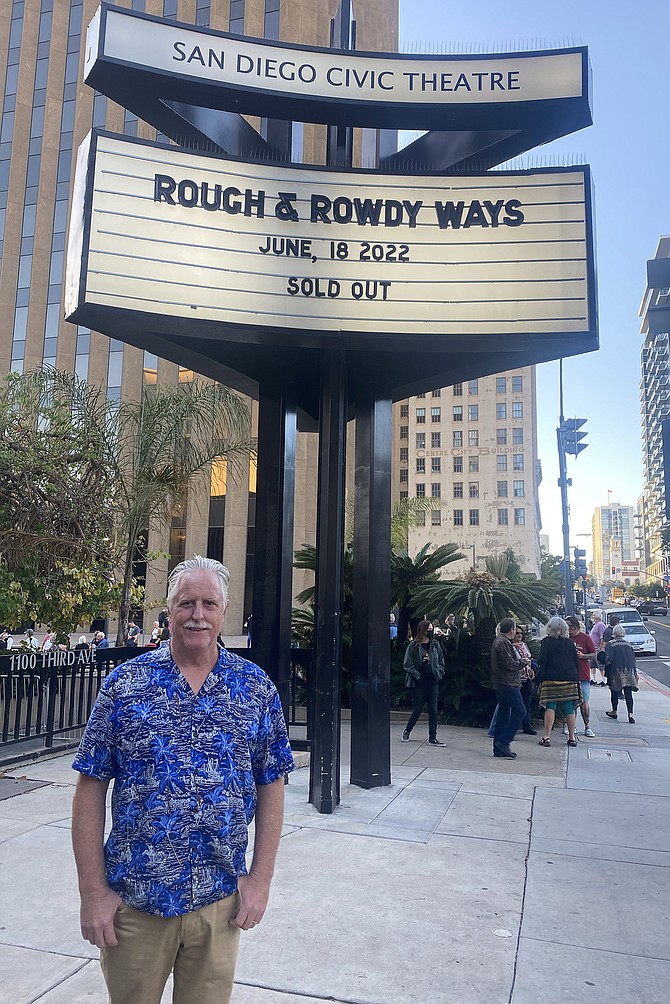 Jeff Schafer outside the Bob Dylan concert at the San Diego Civic Theater in June 2022.