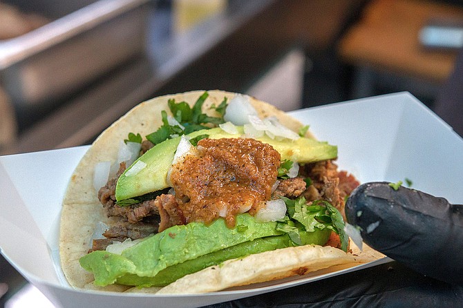 A carne asada taco.