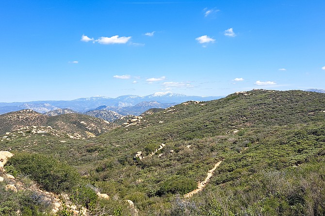 The Iron Mountain trail in the foreground with Cuyamaca behind.