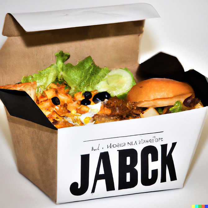 A Dall-E generated image of a Jack in the Box take out combo meal