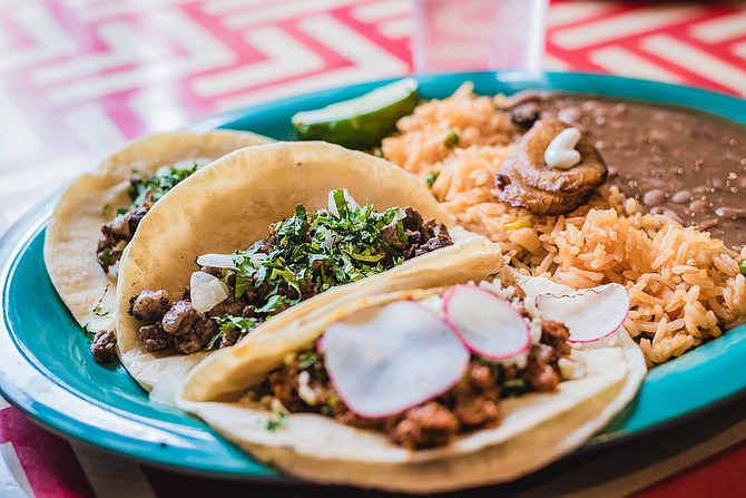 Plate of Mexican food