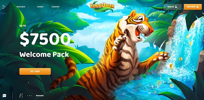 SPONSORED CONTENT A screenshot of the LuckyTigerCasino homepage