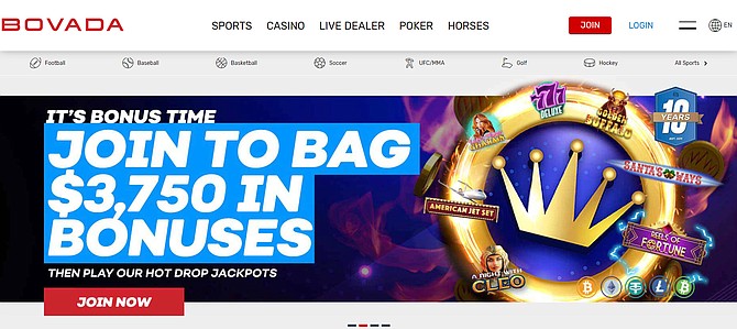 SPONSORED CONTENT A screenshot of the Bovada homepage