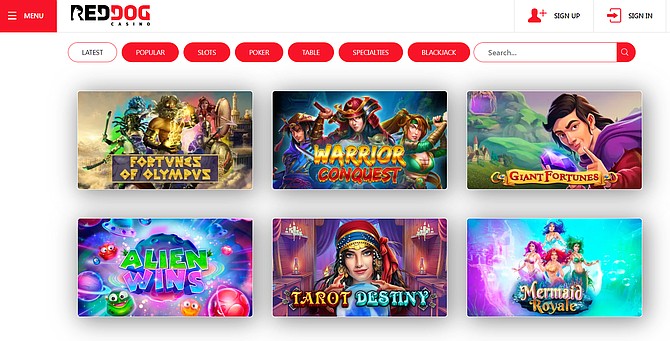 SPONSORED CONTENT Casino lobby at RedDogCasino
