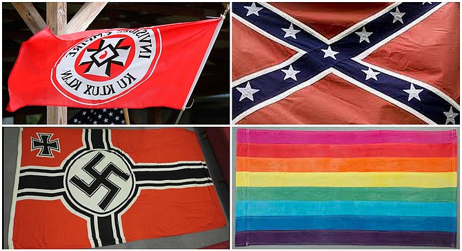 Trigger-Warning: “When Gilbert Baker designed the original Pride flag, he probably thought he was defending something good against evil and oppressive forces. But then, so did the people behind the KKK flag, the Confederate flag, and the Nazi flag. If we cannot face our past with open eyes, can we really say we’re better than those hateful monsters?”