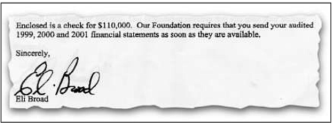 Letter from the Broad Foundation to Essential Information, 10/2/00