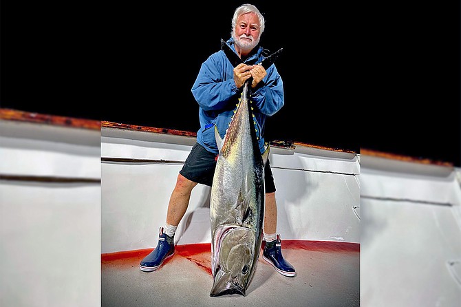 A nice quality early-season bluefin tuna caught during the night bite aboard the Pacific Queen.