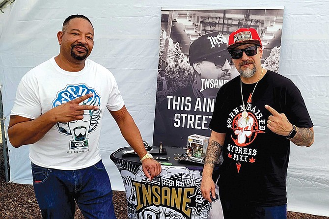 Ebon Johnson Jr., manager of Dr. Greenthumb’s in La Mesa and B-Real.