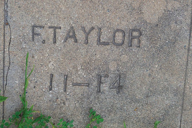 DuVall says the oldest sidewalks preserved on the Point Loma peninsula, to the best of his knowledge, “are some F. Taylor 1912 sidewalks on Niagara Avenue.