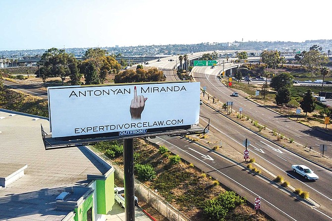 Miranda estimates that they have about twenty billboards up around the county right now. With regulations capping San Diego at just under 600 allowable billboards, this means that these flippant, sometimes confrontational ads make up about 3% of all available billboard space in San Diego.