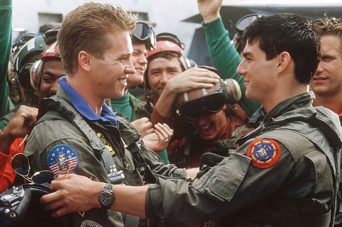 Enjoy Top Gun in the open-air cinema experience atop the 4th floor of the Harbor Tower in the Manchester Grand Hyatt Hotel.