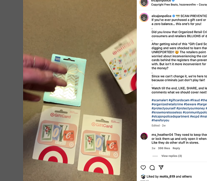 Thieves steal gift cards in bulk from big box stores.