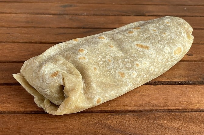 A bean and cheese burrito from La Baja Mexican Food