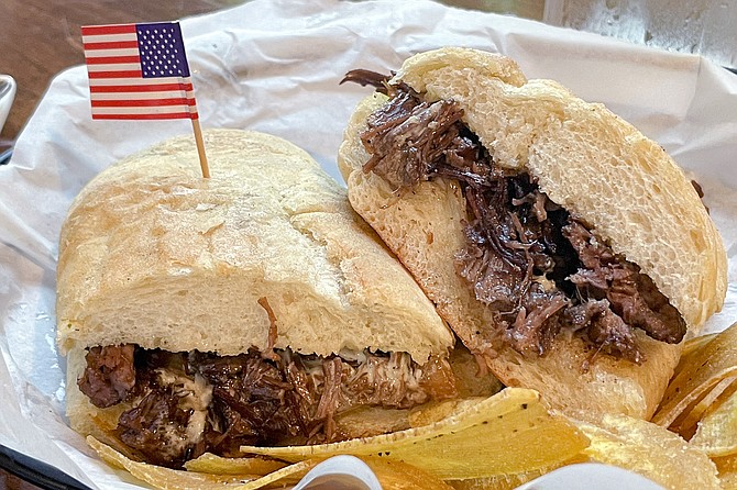 The "Cuban American" sandwich, made with fried flank steak, a.k.a. vaca frita