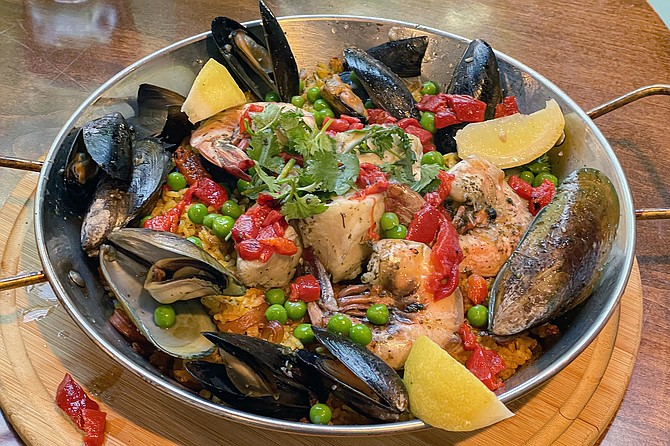 Seafood paella, made by a Cuban restaurant at the mall