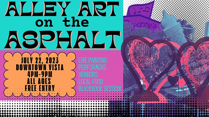 Alley Art on the Asphalt features an artist market, interactive art displays, crafts and a variety of local musical acts.