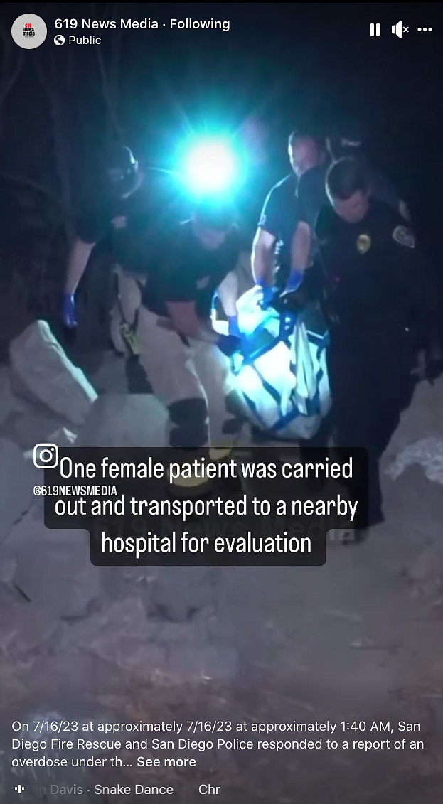 The first responders carried her out in a patient mover.