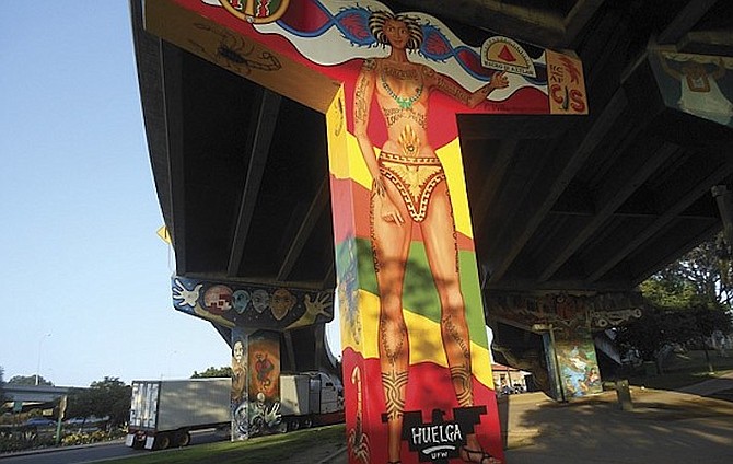 “Hey, why don’t we cover the pillars supporting the freeway and bridge with beautiful paintings?"