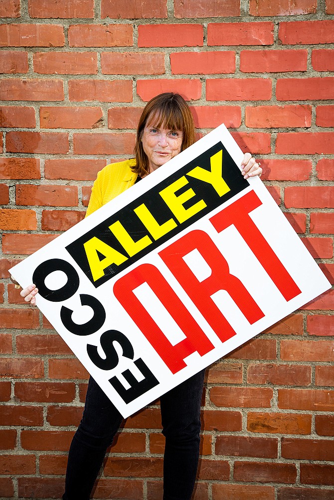 The first Esco Alley Art murals just before their unveiling two years ago.