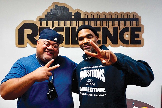 Former gang rivals Joe Taulau (left) and Timothy Jackson are now Resilience mentors, trying to warn kids away from gang life.
