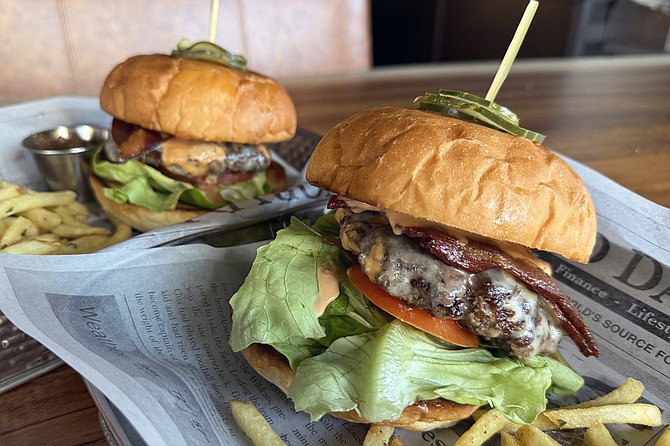 A couple of "not so basic" bacon cheeseburgers, with white cheddar and onion jam