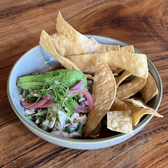Craft House ceviche, made with shrimp and salsa negra